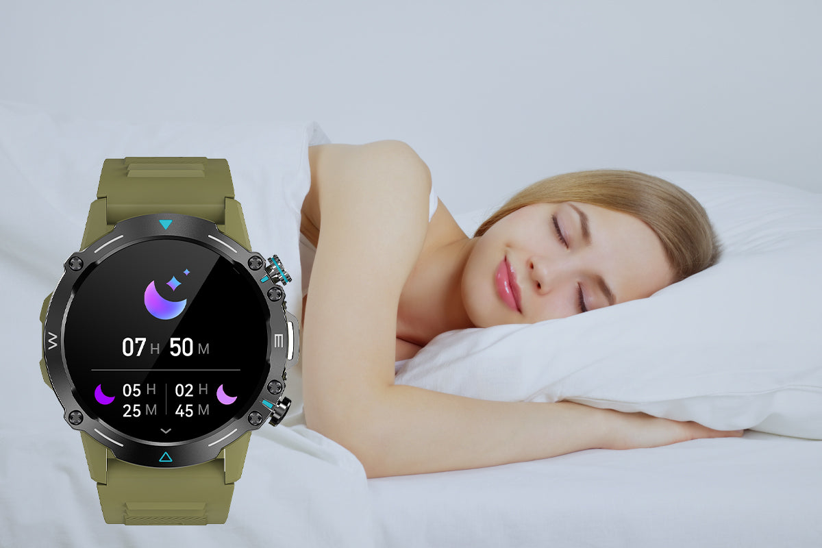 Colmi M42 smartwatch featuring sleep tracking, slim design, 100+ sports modes, and 10-day battery life.