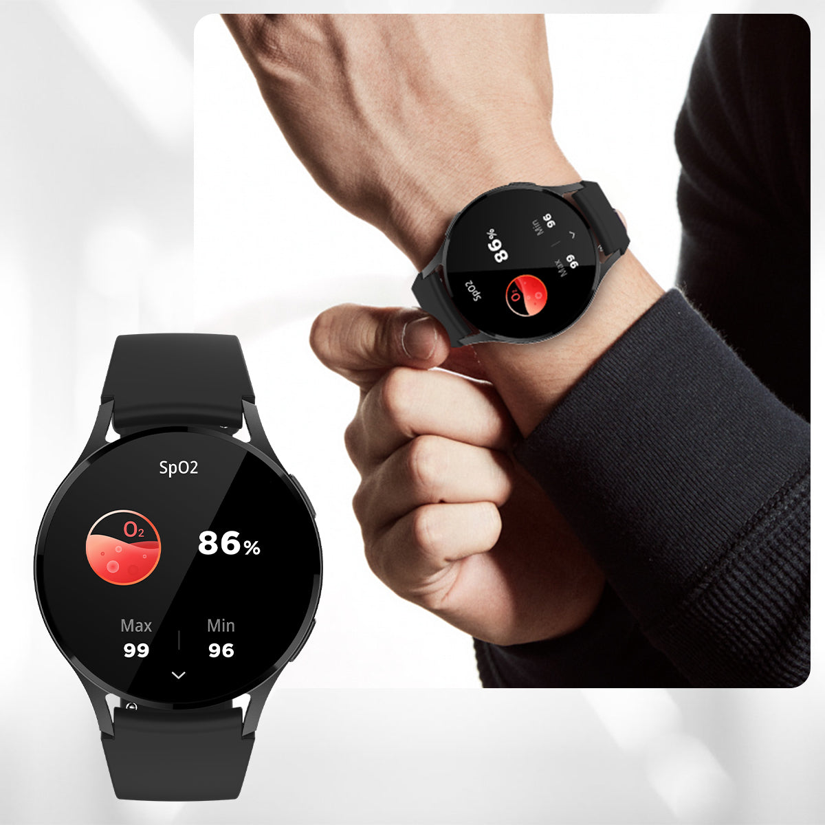 Colmi i28 Ultra smartwatch featuring blood oxygen measurement, advanced health tracking, 10-day battery life, and IP68 waterproof rating.