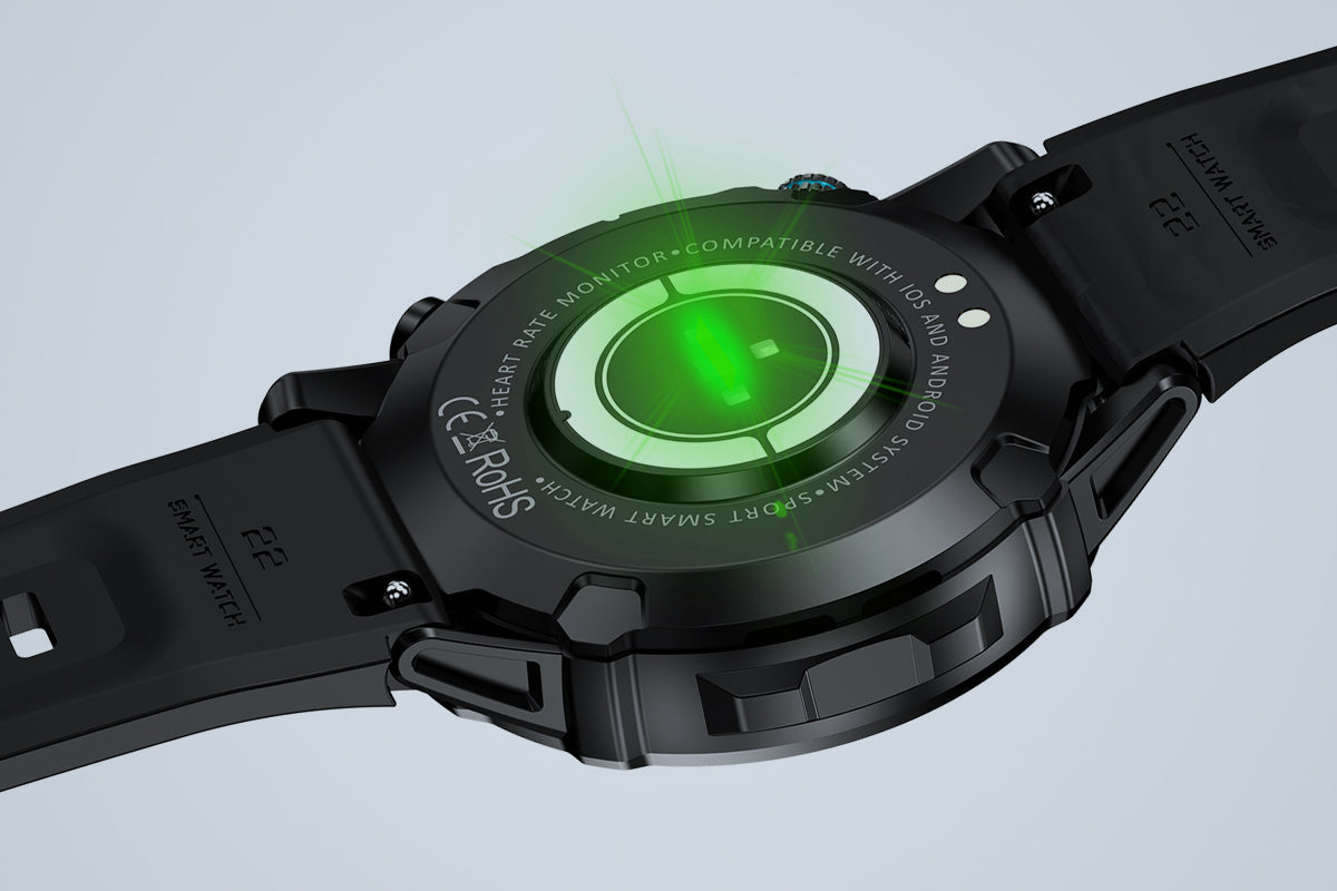 Colmi M42 smartwatch measuring heart rate, featuring slim design, 100+ sports modes, and 10-day battery life.