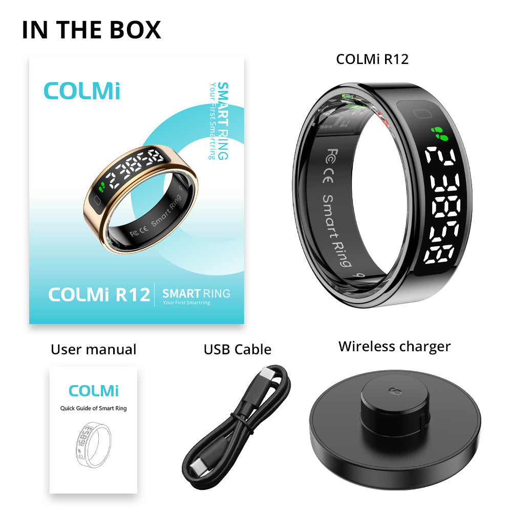 Colmi R12 Smart Ring տուփի իրերի մեջ