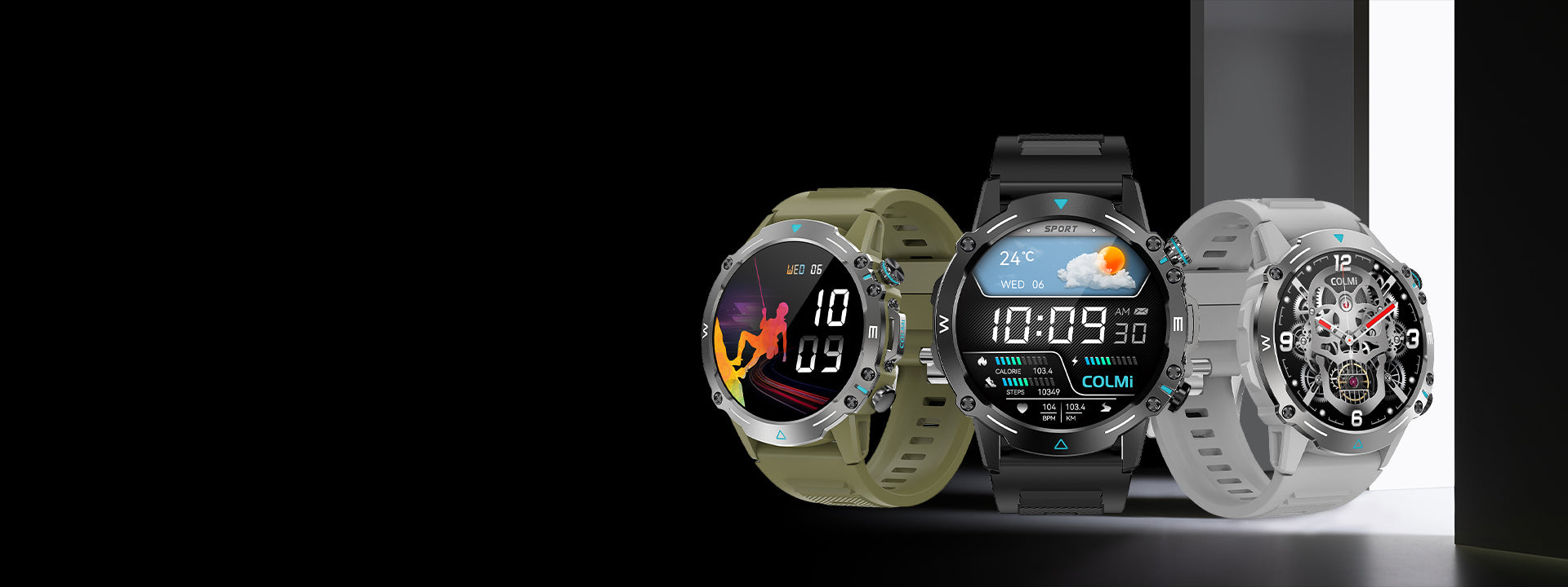Colmi M42 smartwatch featuring slim design, 100+ sports modes, and 10-day battery life.