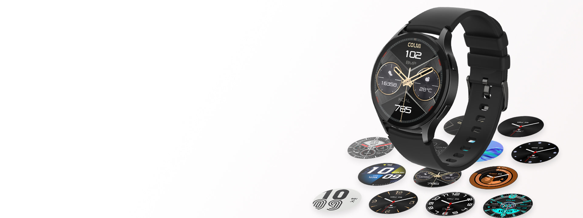 Colmi i28 Ultra smartwatch with voice switching dial feature, advanced health tracking, 10-day battery life, and IP68 waterproof rating.