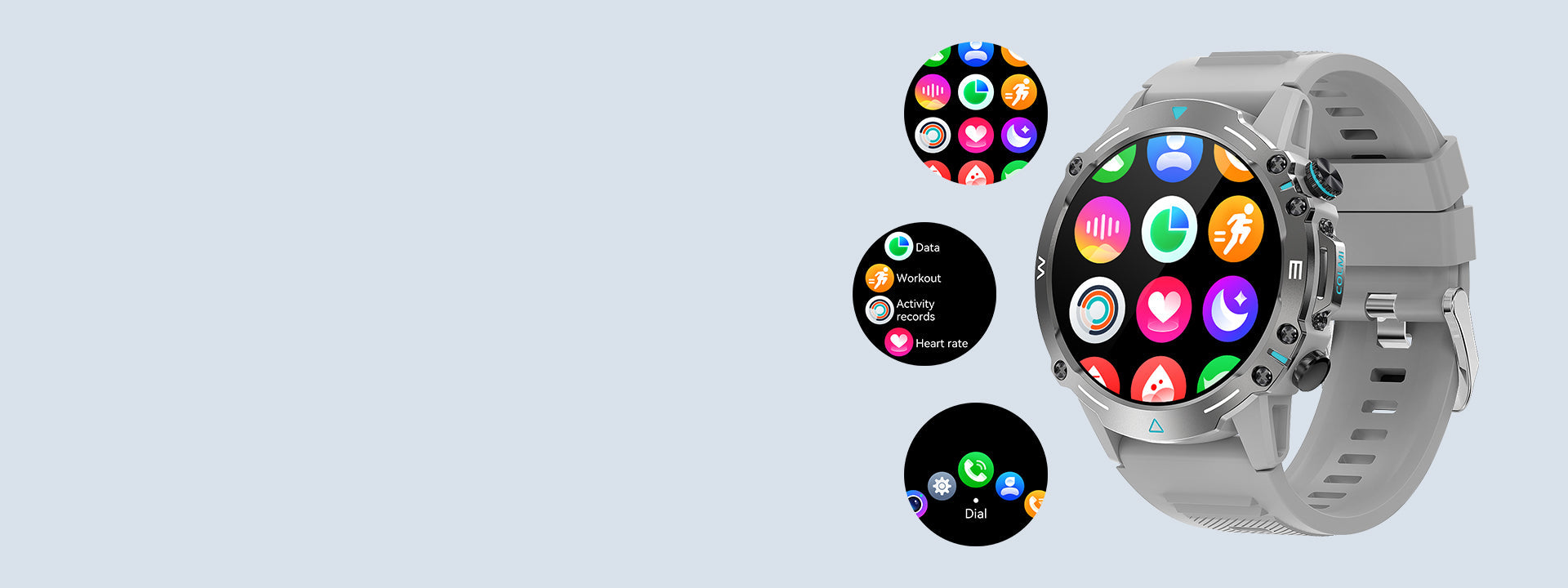 Colmi M42 smartwatch featuring customizable UI mode, slim design, 100+ sports modes, and 10-day battery life.