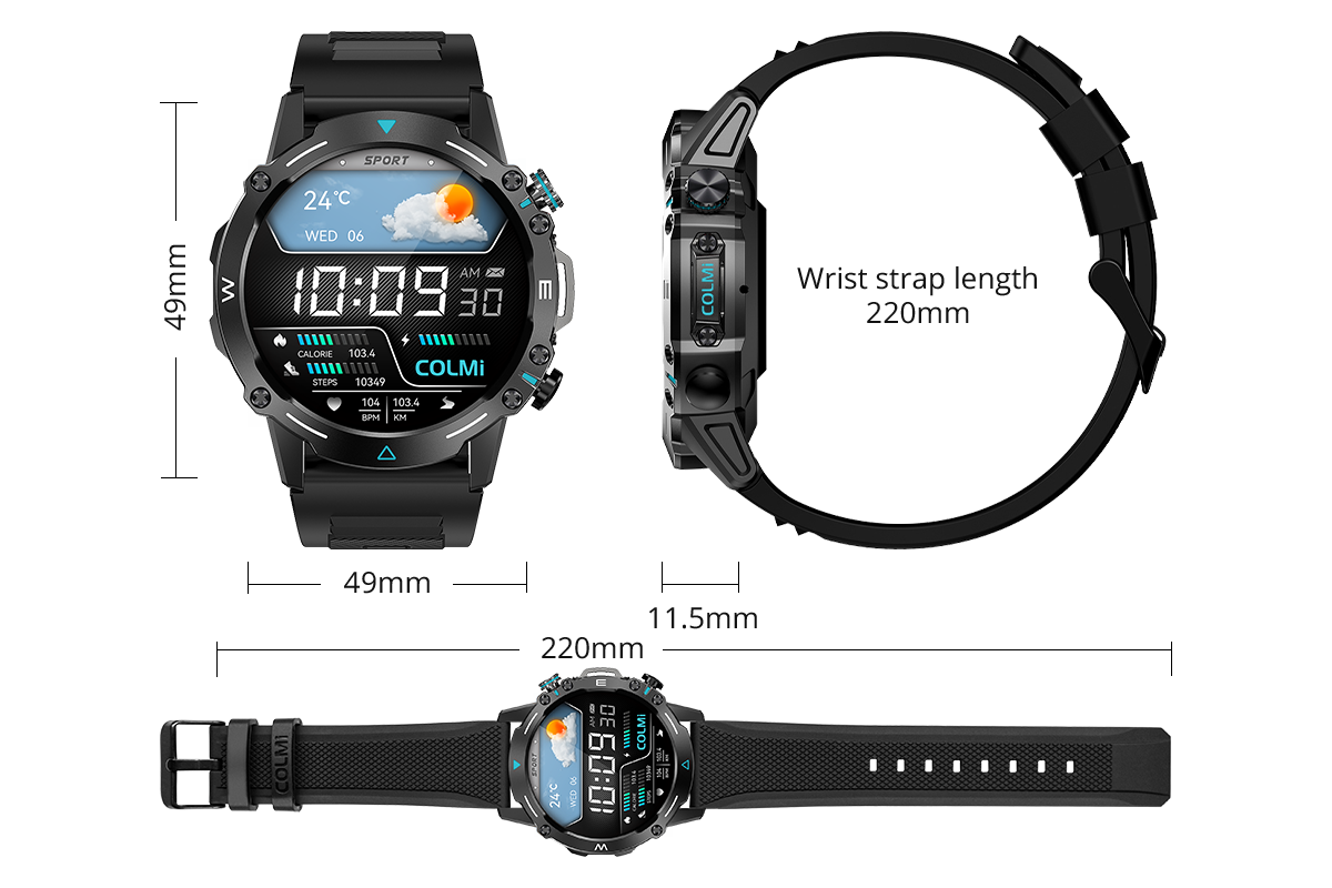 Colmi M42 smartwatch preview showcasing slim design, 100+ sports modes, and 10-day battery life.